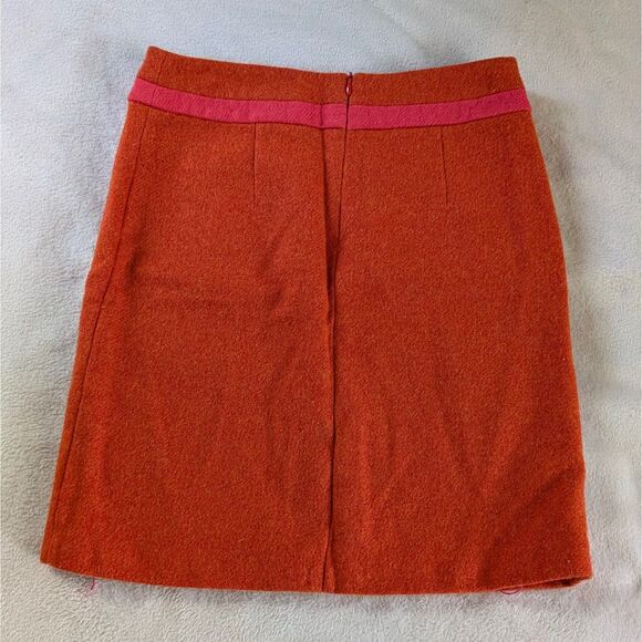 Boden Wool Pencil Mini Skirt Women's 12L Bright Orange Pockets - Picture 3 of 9